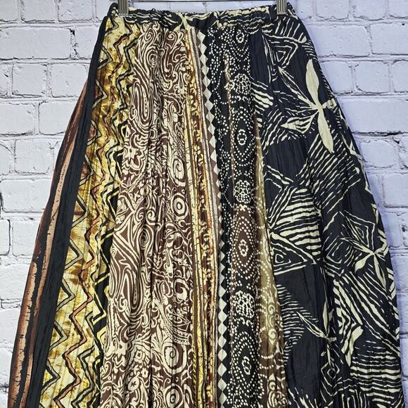 Vintage Chico's 100% Silk Shell Tribal African Print Pleated Maxi Skirt Size XS? - Picture 2 of 9
